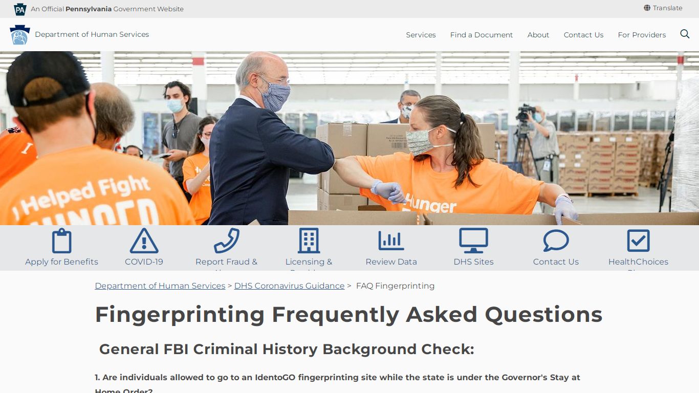 FAQ Fingerprinting - Department of Human Services